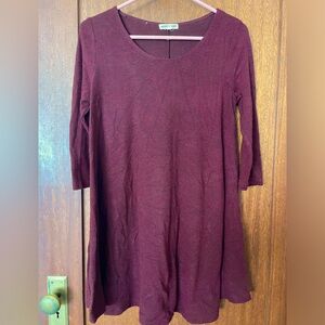 Cozy maroon swing dress. Perfect for Fall.